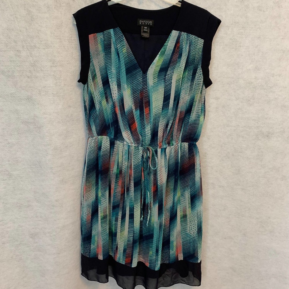 Enfocus Watercolor Dress Women's Plus Size 14W